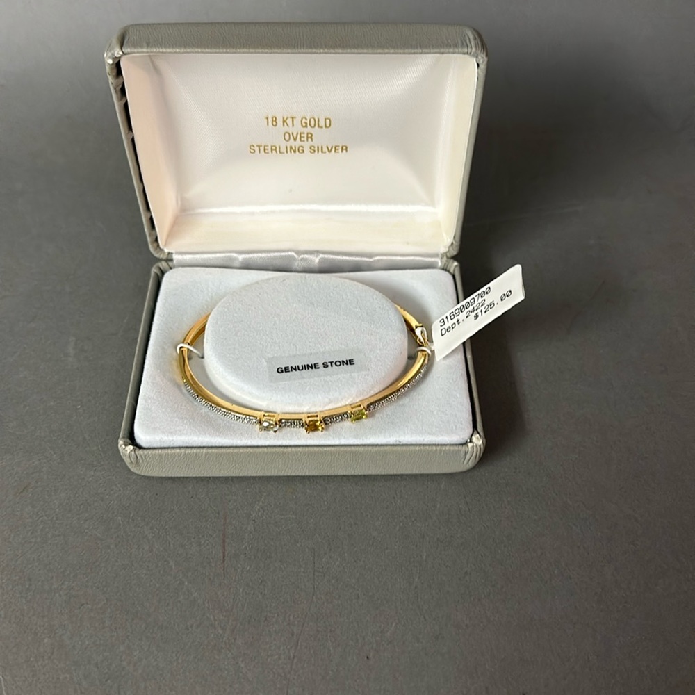 Sterling Silver 18k Gold Gemstone Bracelet NWT